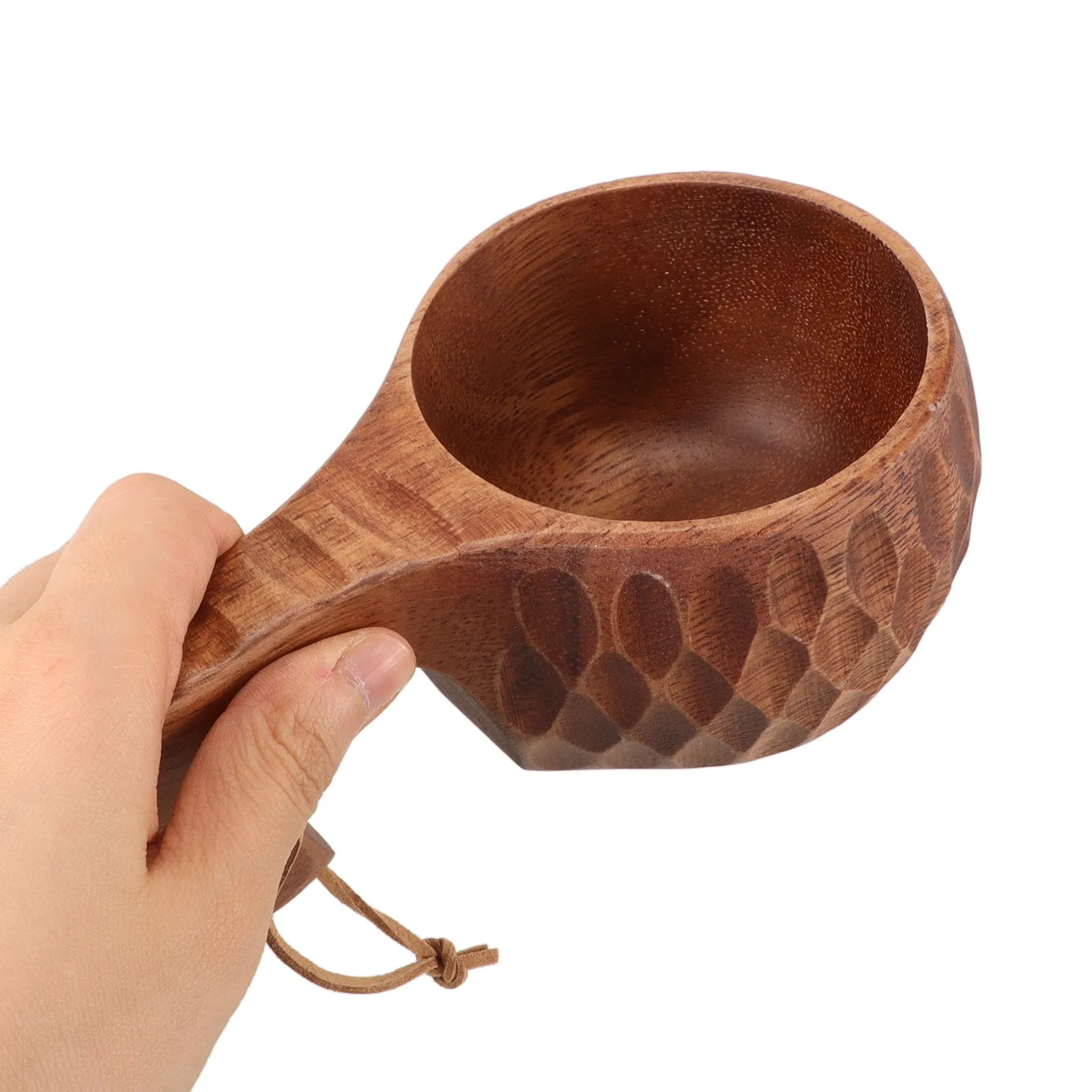 240Ml Wooden Drinking Mug Solid Construction Acacia Wood Tea Coffee Milk Cup Comfort Grip Outdoor Travel Office Beverage Cup