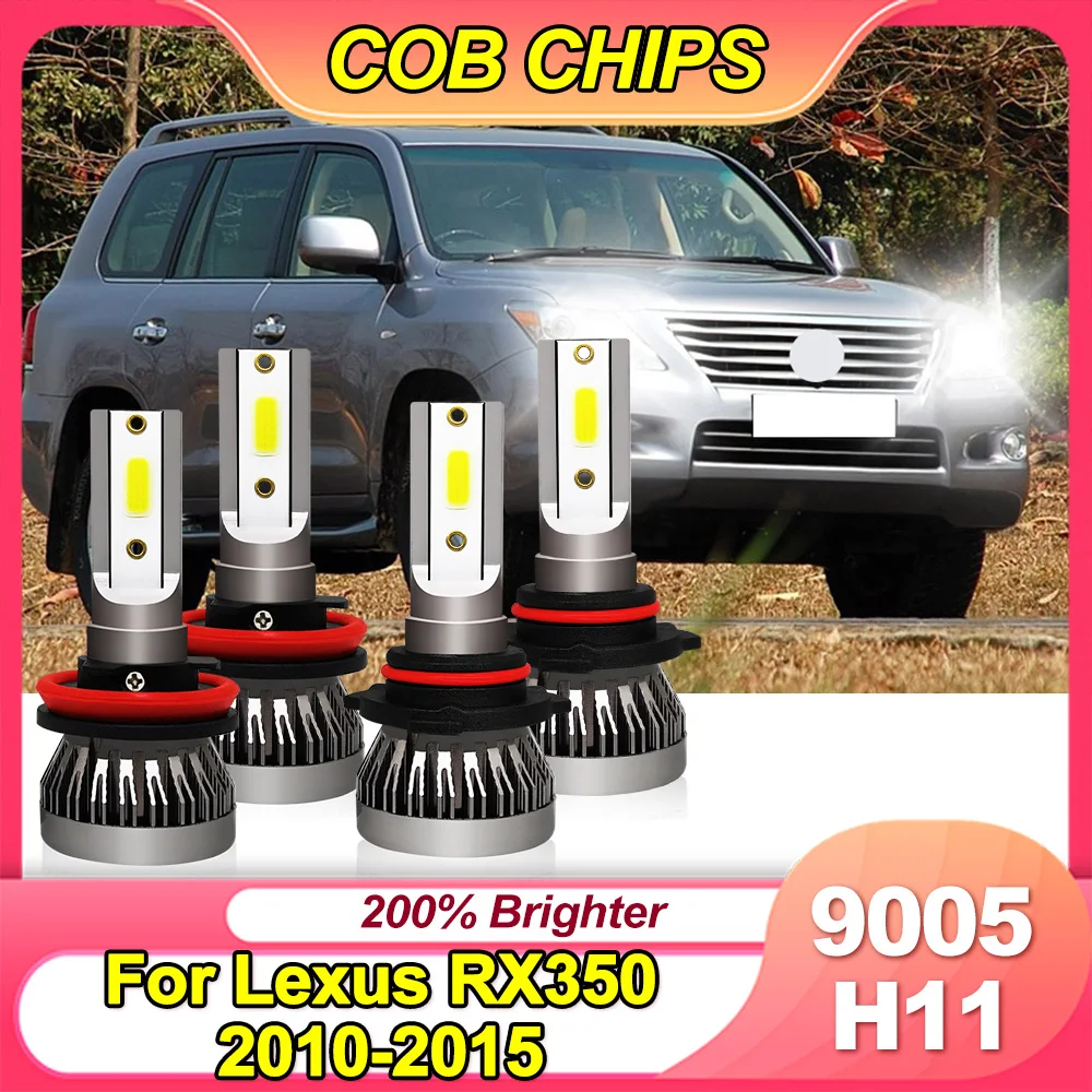 

For Lexus RX350 2010-2015 New H11 9005 LED Headlight Kit Combo Bulbs 6000k High/Low Beam Super Bright White high intensity COB C