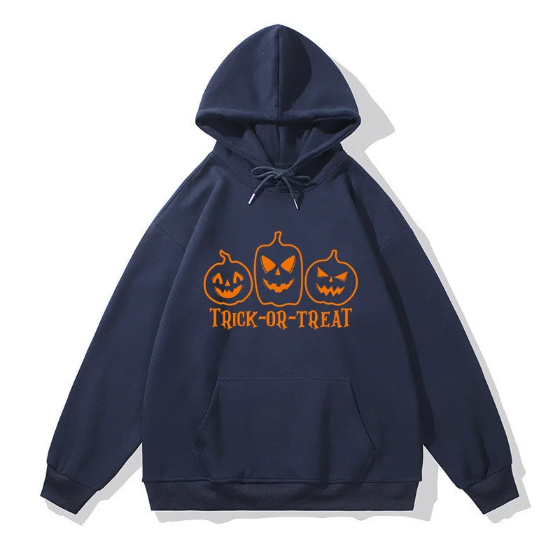 Men's fashion casual long-sleeved sweatshirt Street Halloween Trick or treat printed Pullovers hoodie