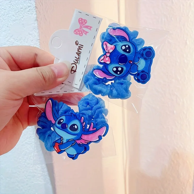 5/pcs Disney Lilo and Stitch Hair Rope for Women Kawaii Stitch Acrylic Hairpin Rubber Band Hair Accessoires Girl Gifts  image 4