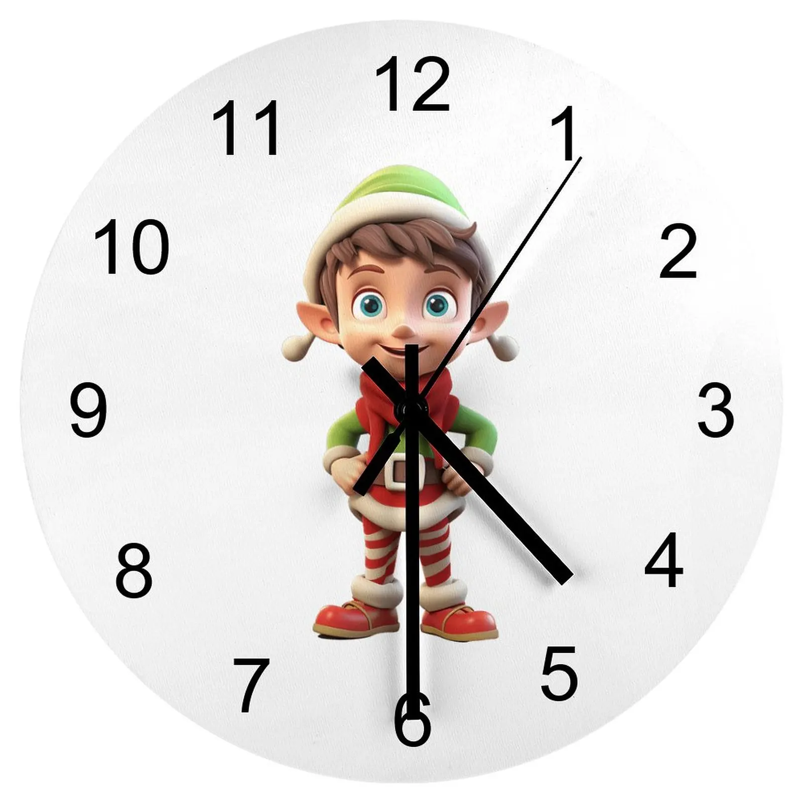 

Dining Room Wall Clock Christmas cartoon kids Clocks 12 inch Mute Wood Round Creative Rotating Display Nordic