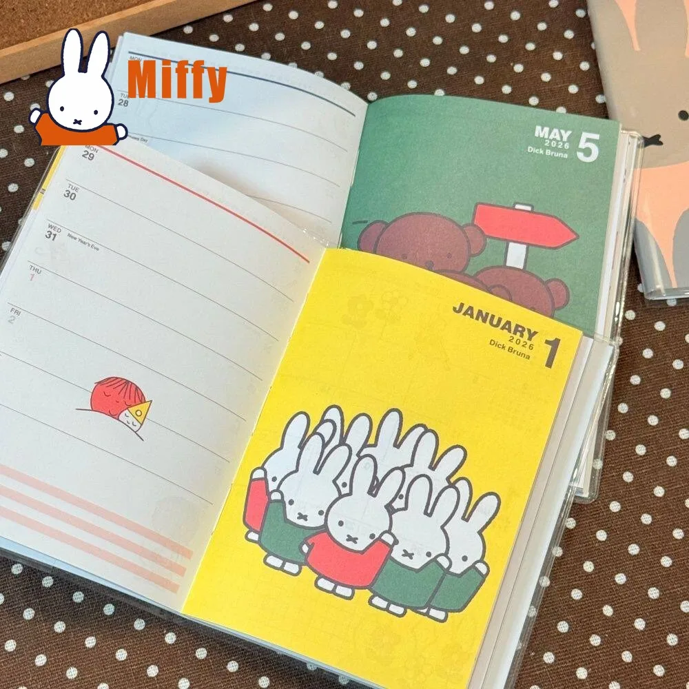 Kawaii Miffy 2026 Schedule Book Cute Rabbit 2026 Monthly Weekly Planner Colorful Pages PVC Cover Compact Size Student Girl Gift