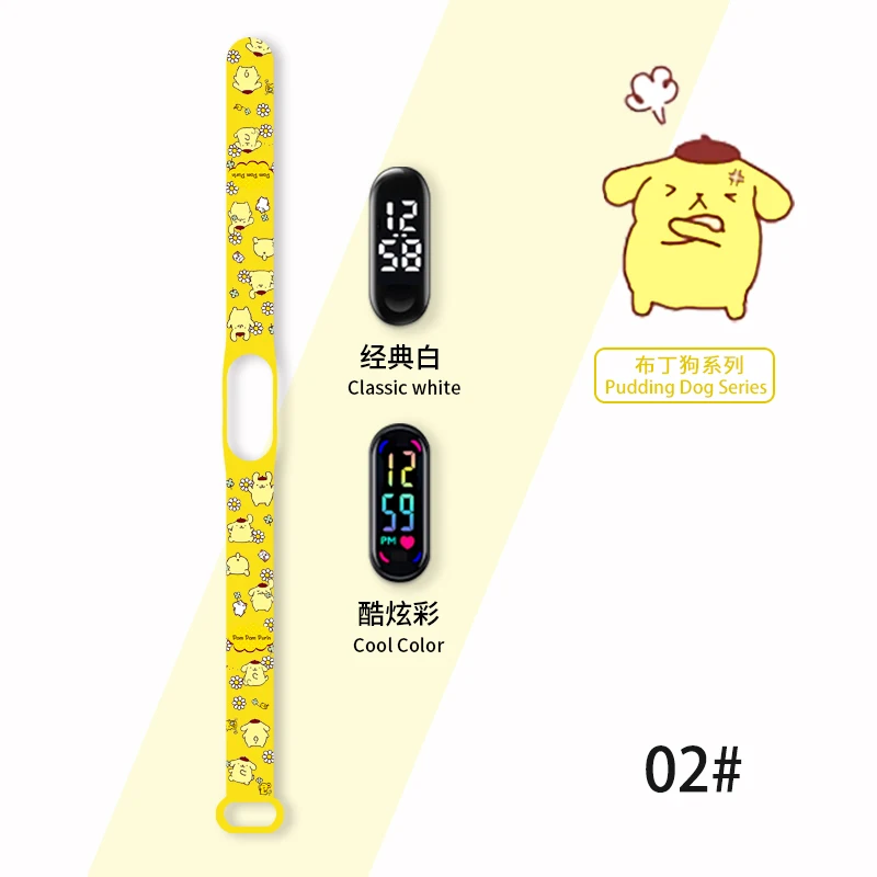 Sanrio-reloj electrónico con estampado de gato Mary, pulsera inteligente con pantalla táctil Led, figura de Anime, estudiante