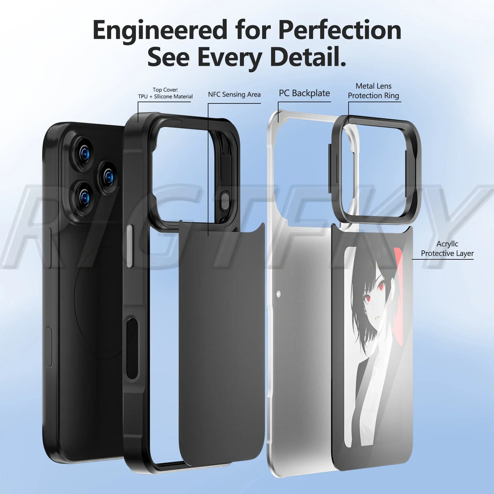 For iphone 17 17 Air 17 Pro Max NFC E-ink phone Case Photos HD