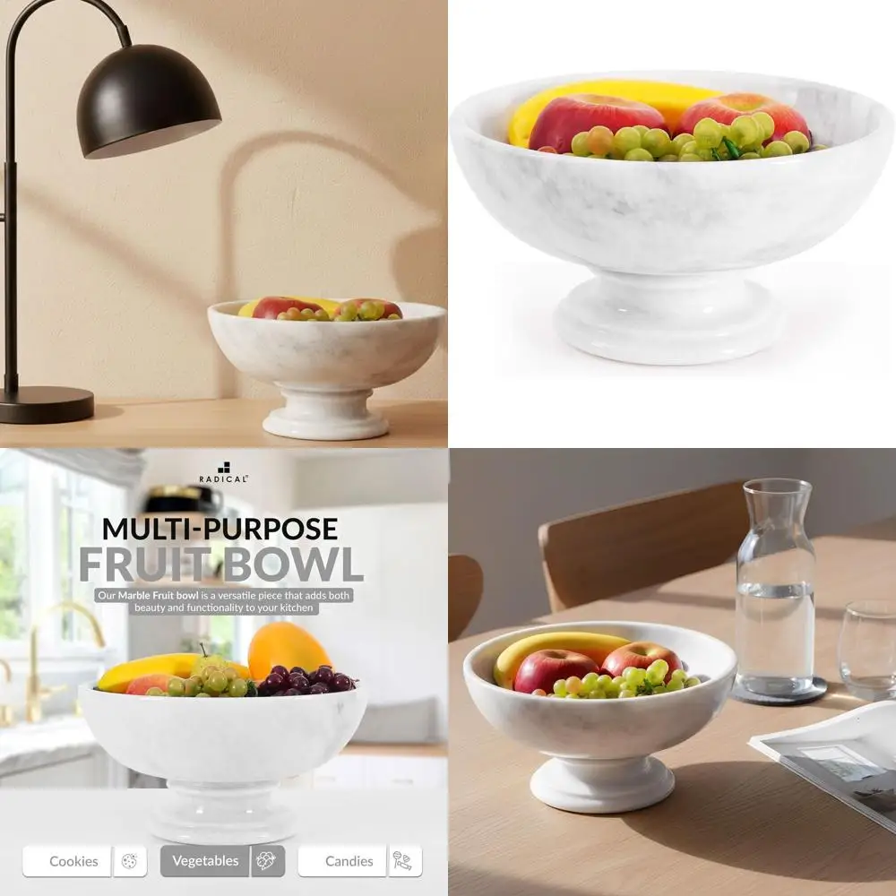 

10 White Handcrafted Marble Fruit Bowl - Modern Decor for Kitchen and Entryway