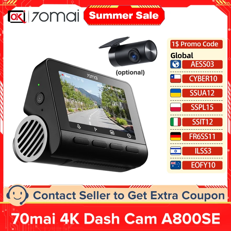 70mai 4K Dash Cam A800SE Most Cost-effective 4K HDR Supercapacitor