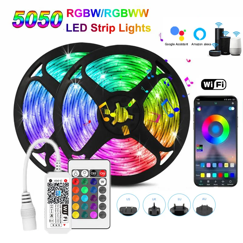

Smart WIFI LED Srip Light DC12V 5M 10M 15M 5050 RGBW RGBWW LED Lights Flexible Ribbon Lamp App Control Work in Alexa