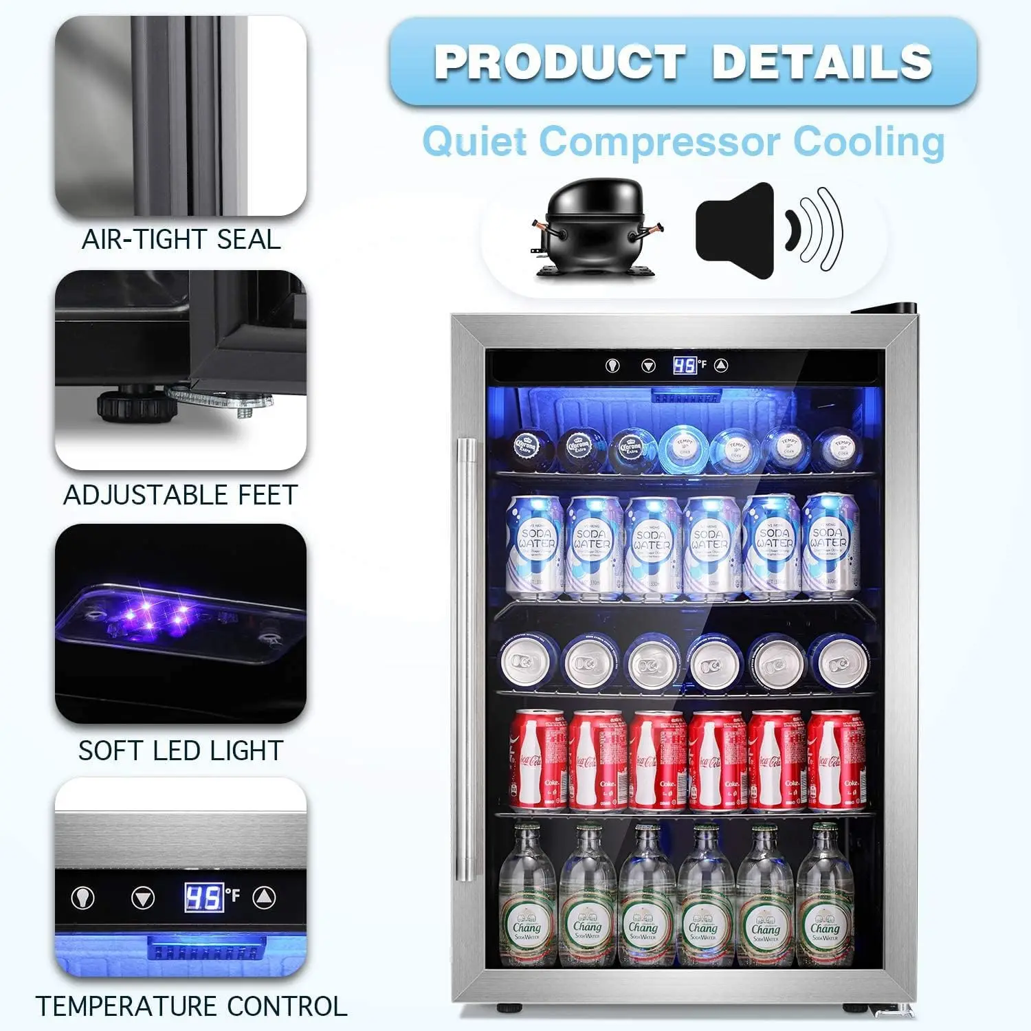 

Antarctic Star Beverage Refrigerator Cooler - 145 Can Mini Fridge Glass Door for Soda Beer or Wine, Small Drink Dispenser