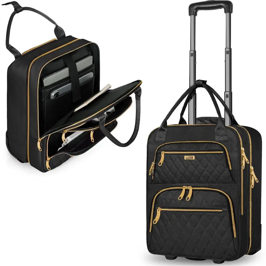 

Carry On Luggage with Wheels, 18inch Lightweight Overnight Luggage Bag CarryOn Suitcase for Men Women Travel Business, Black