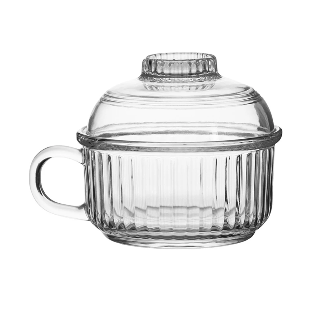 كوب حبوب من الزجاج المقسى وعاء حلوى مع غطاء واضح وعاء زجاجي للإفطار عرض قهوة الحليب أدوات المائدة المنزلية كوب حبوب