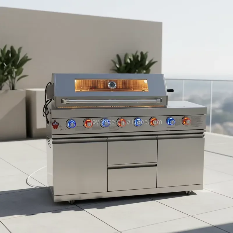 304 Stainless Steel Modern BBQ Grill Modular Outdoor Kitchen 8 Burners Side Burner Rotisserie Kit 103x51cm