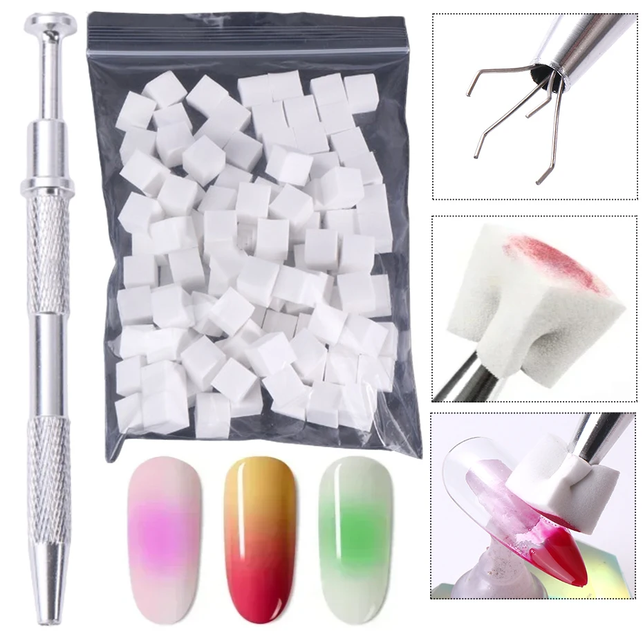 100pcs Nail Art Sponge Soft Sponges Gradient Nail Art Stamper Tools Color Fade Manicure DIY Creative Nail Sponge Gripper Tools