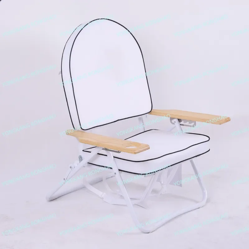 Portable Folding Camping Chair with Solid Wood Armrests Outdoor Beach Director Seat for Home Garden Commercial Use