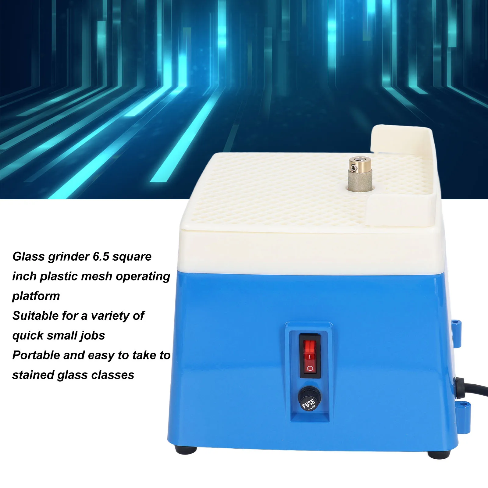 

Stained Glass Grinder Machine Mini Portable Art Grinding Processing Tool Kit Dustproof with 1in Bit Blue Stained Glass Grinder