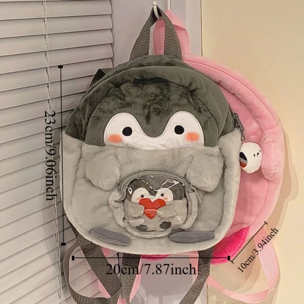 Einfacher transparenter Pinguin-Rucksack mit großem Fassungsvermögen und Anhänger, Cartoon-Puppentasche, JK Lolita, Geldbörse, Kinder, Schultasche, Geschenk