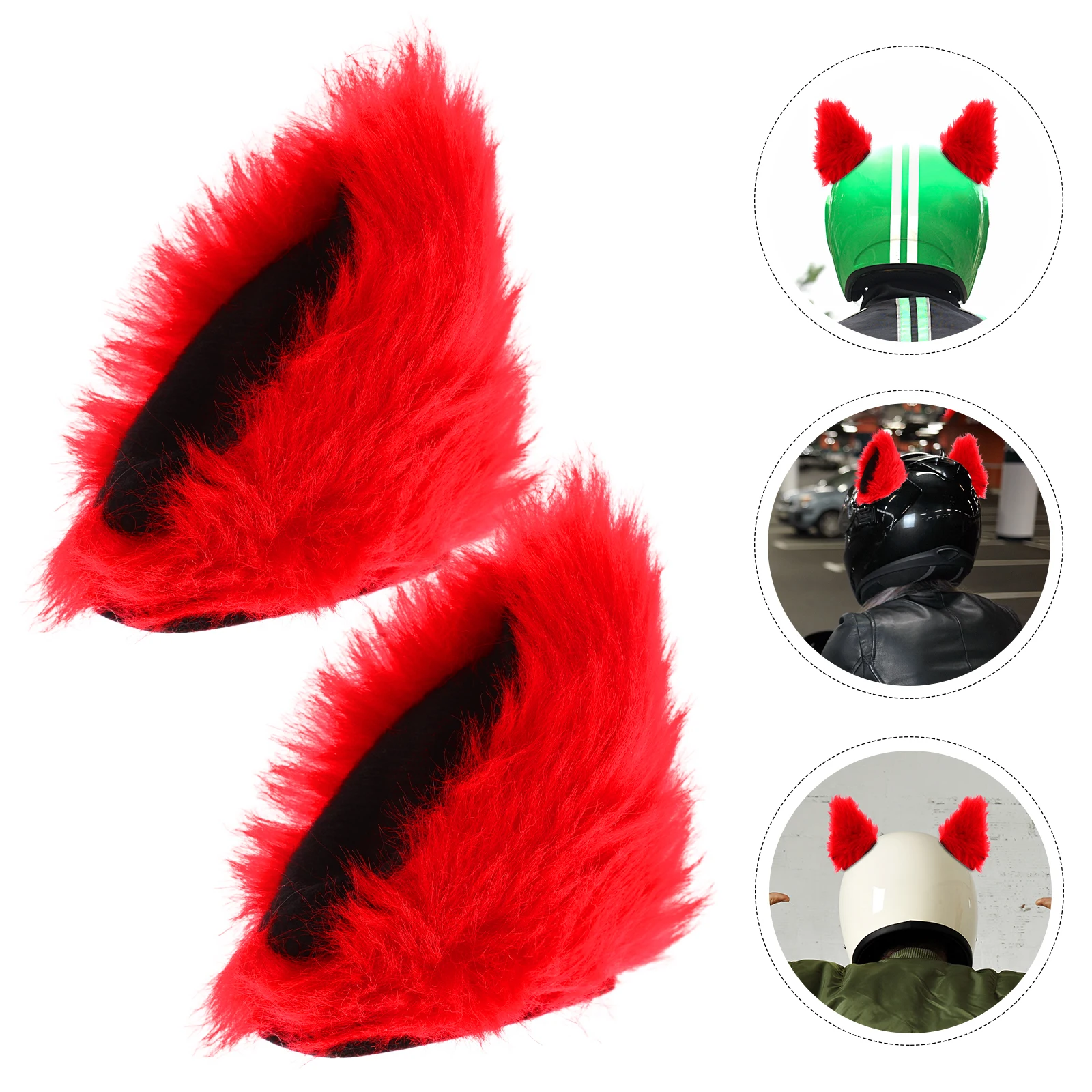 

1 Pair Cute Cat Ears Decoration For Motorcycle Helmet Fuzzy Plush Universal Helmet Accessory