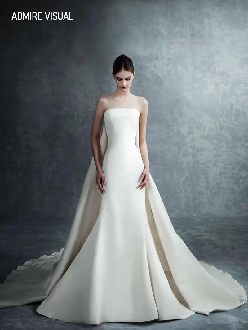 

Новейшее свадебное платье Русалка из атласа с вырезом лодочкой и накидкой без рукавов, платье невесты на заказ, Vestidos De Novias