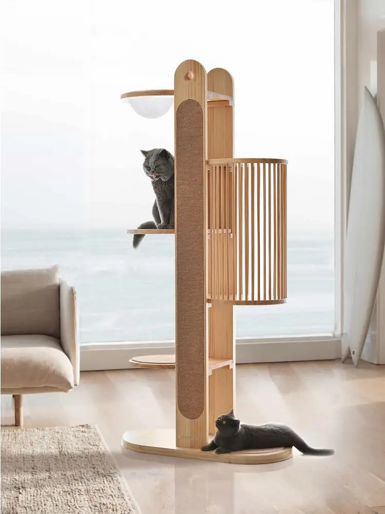 Solid Wood Cat Climbing Frame, Large Simple Vertical Cat Litter Tree