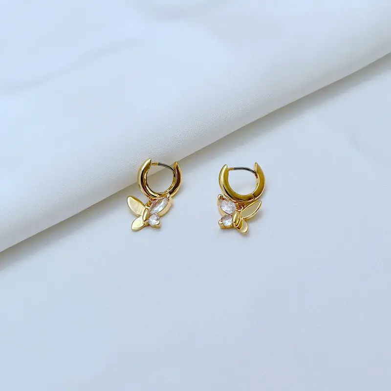 

KS European and American Fashion Trends Niche Simple Personalized Design Zircon Butterfly Stud Earrings