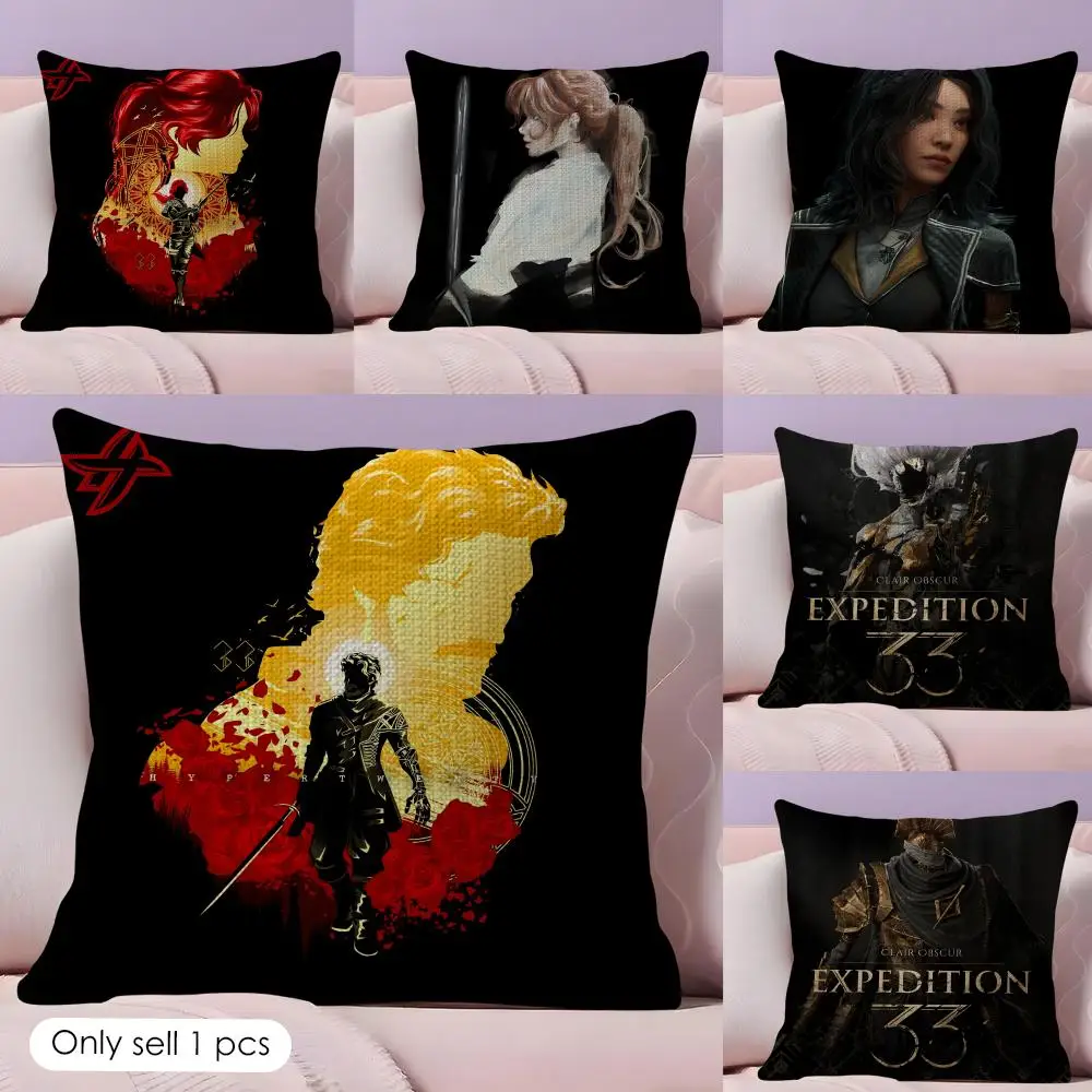 C-clair Obscur Expedition 33 Cushion Cover Natural Linen Pillow Cover Double-Sided Print Cushion Cover for Sofa Home Decor