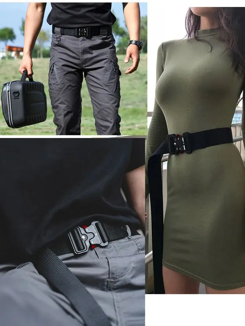 حزام تكتيكي للرجال متعدد الوظائف حزام قماش مروحة عسكرية خارجي حزام تدريب من النايلون الاصطناعي 2 قطعة #6