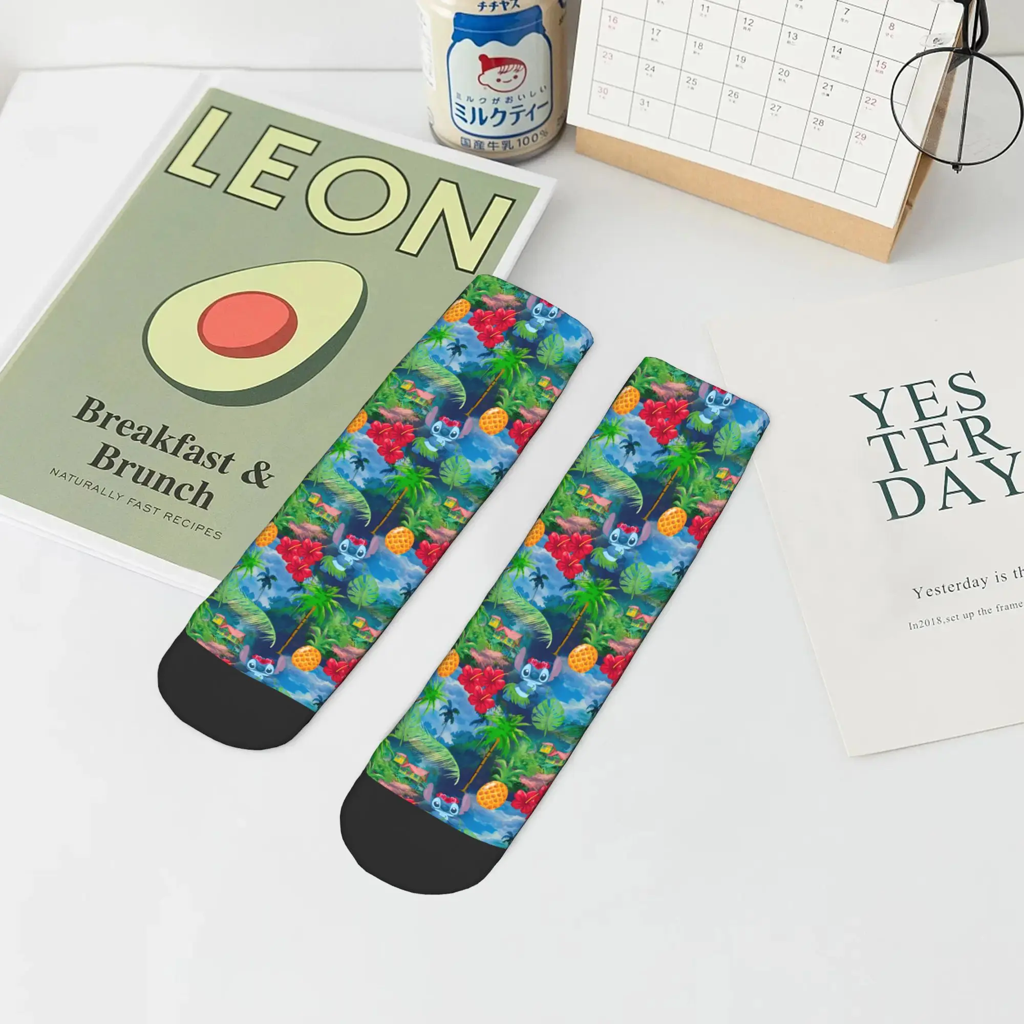 

Autumn Winter Hip-hop Women Men Lilo & Stitch Low Tube Socks Non-slip Basketball Socks