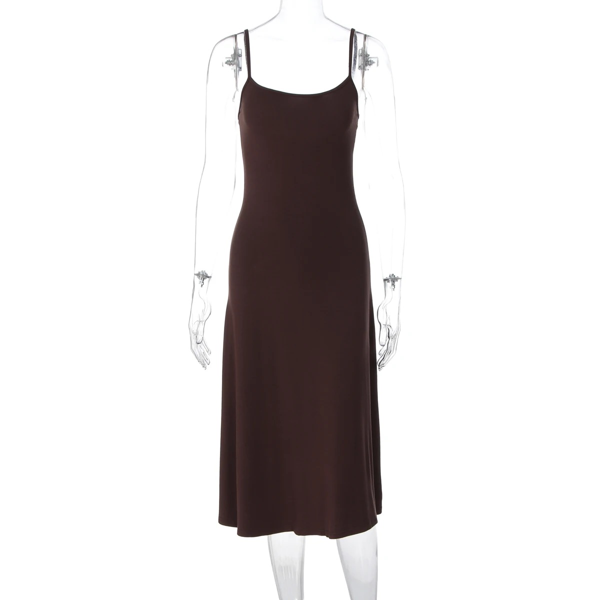 Hugcitar Damen-Kleid, elegant, einfarbig, sexy Midikleid, ärmellos, rückenfrei, Sommerkleidung, Geburtstagsfeier, Urlaub – Detail 2