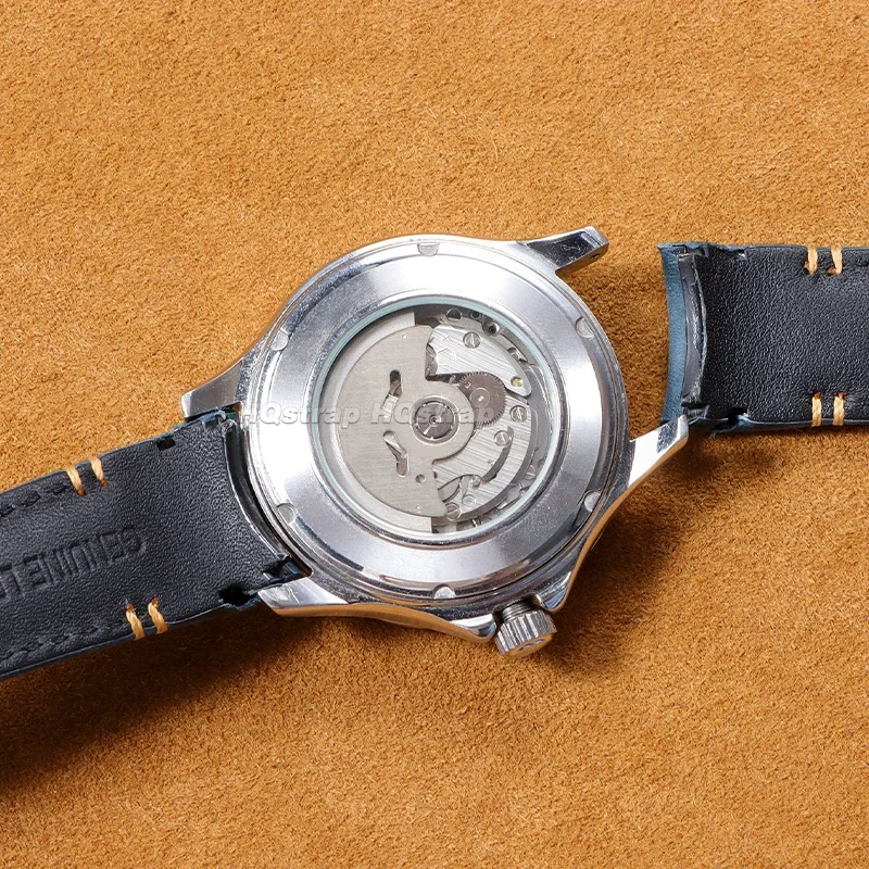 Ремешок из натуральной кожи 20 мм 22 мм, высококачественный браслет в стиле ретро, спортивный водонепроницаемый универсальный сменный браслет с изогнутым концом