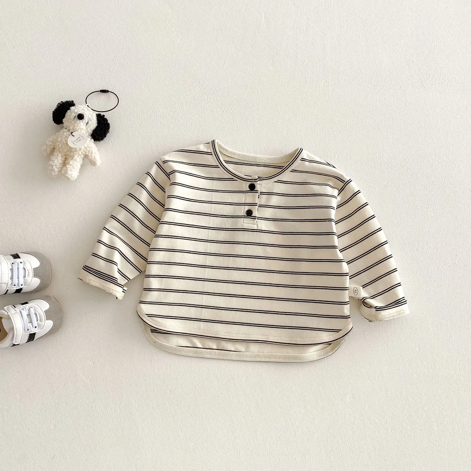 T-shirt 2026 Autumn and Winter New Children's Clothing Korean Style Boys and Girls Foreign Style Casual Striped Bottom Shirt