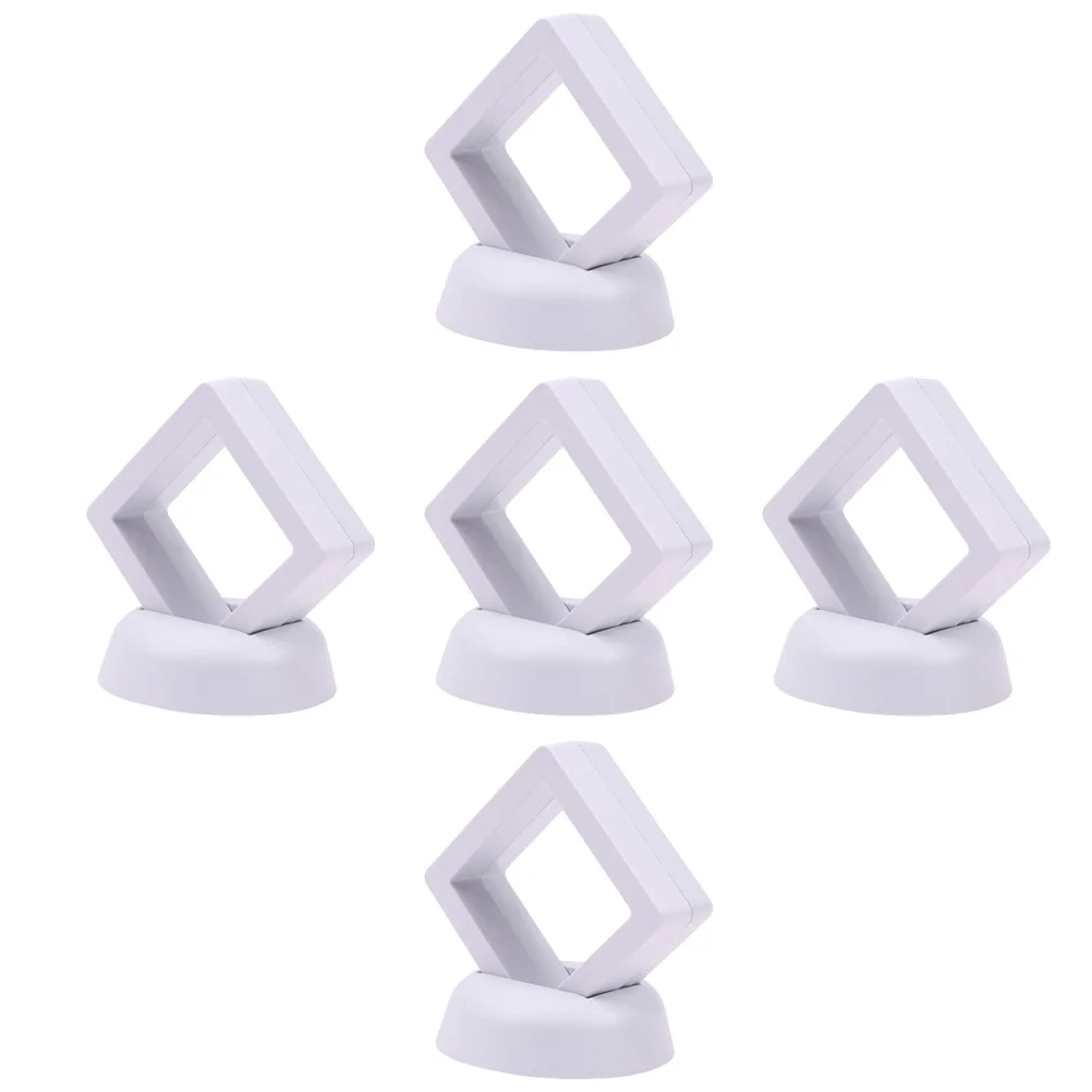 5 Pcs Commemorative Coin Display Stand Shelves Show Rack Square Holder Collection Gift Box Case Pp Plastic Frame Shelf