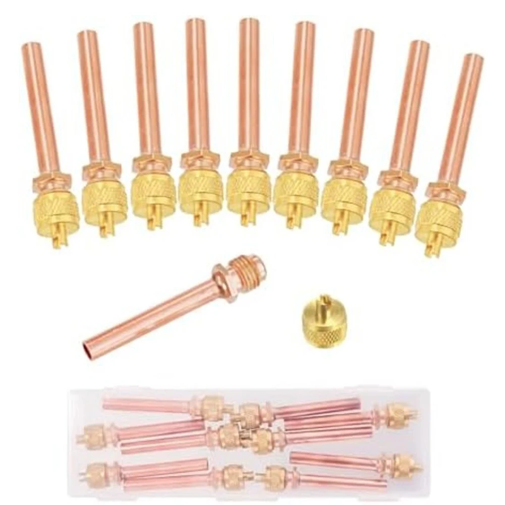진공 시스템 냉동 충전용 HVAC 밸브 스템 코어 서비스 키트 황동 구리 재질 세트 5개 또는 10개