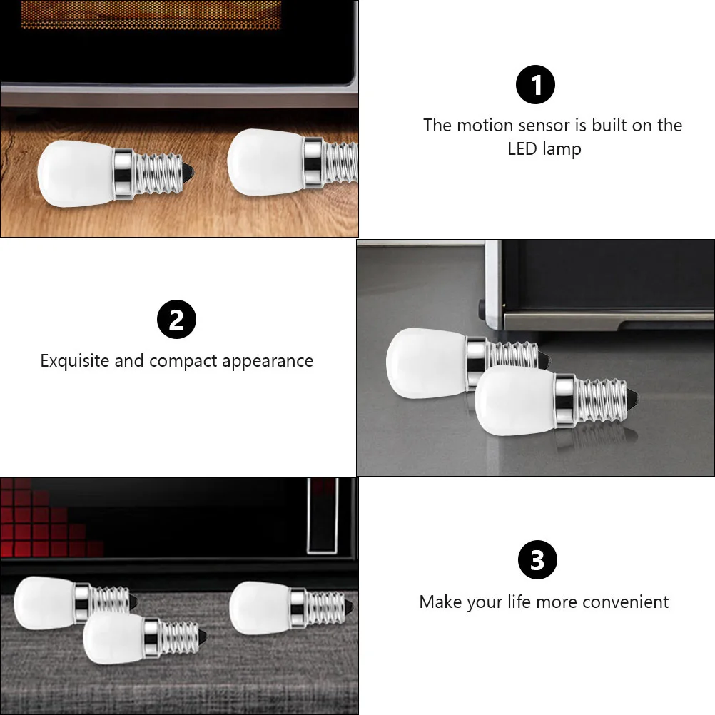 

4Pcs E14 LED Refrigerator Bulb Motion Sensor Compact Design for Chandelier Fridge Table Lamp Refrigerator Bulb
