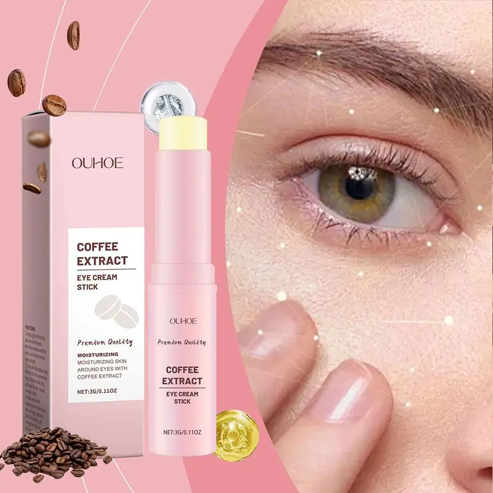 OUHOE-crema para ojos con extracto de café, antihinchazón, elimina bolsas, blanqueamiento de las ojeras de la piel, barra para el cuidado, línea hidratante fina para ojos oscuros V7Y4