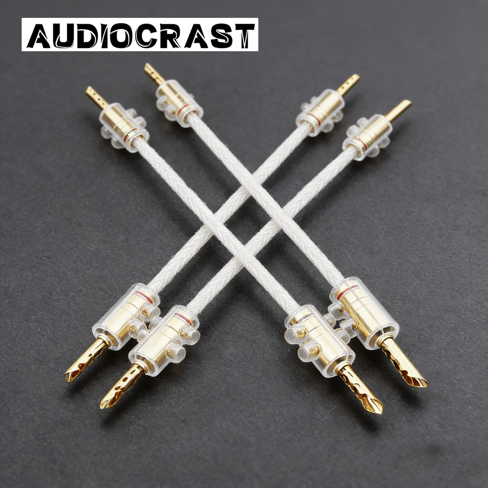 4PCS Hifi OCC Silver Speaker Jumper Bridge Aaudio Cable Over Machine Line Speaker Cable Gold Plated Banana Y plug Speaker Wire