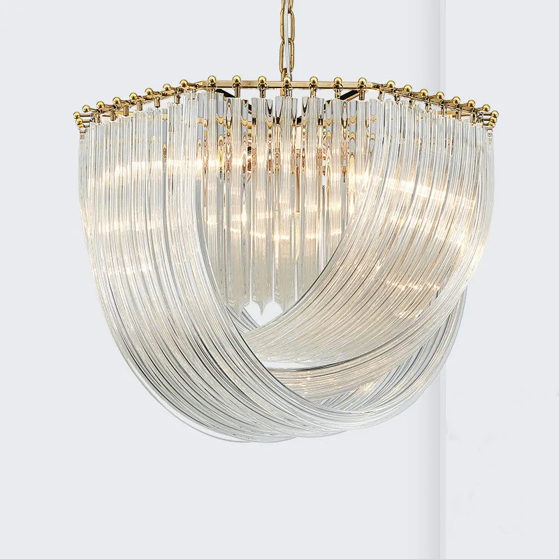 French Luxury Pendant Light with Glossy Gold/chrome Metal LED E14 Pendant Light Glass Lampshade for Home Lighting Lamp
