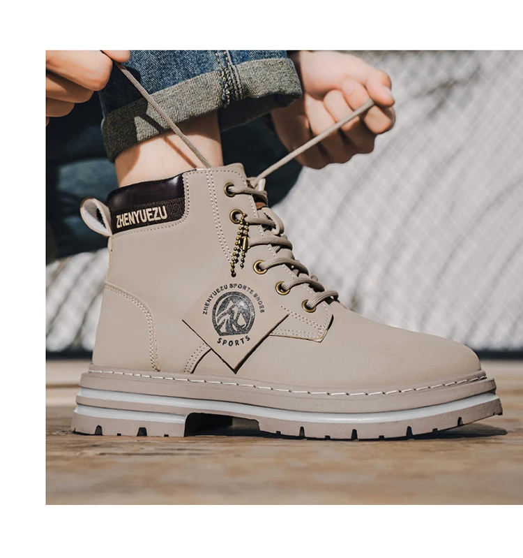 Modische Herren-High-Top-Stiefel, weiches Komfortfutter, verschleißfeste Sohle, ideal für Outdoor-Sport und Wandern. – Detail 16