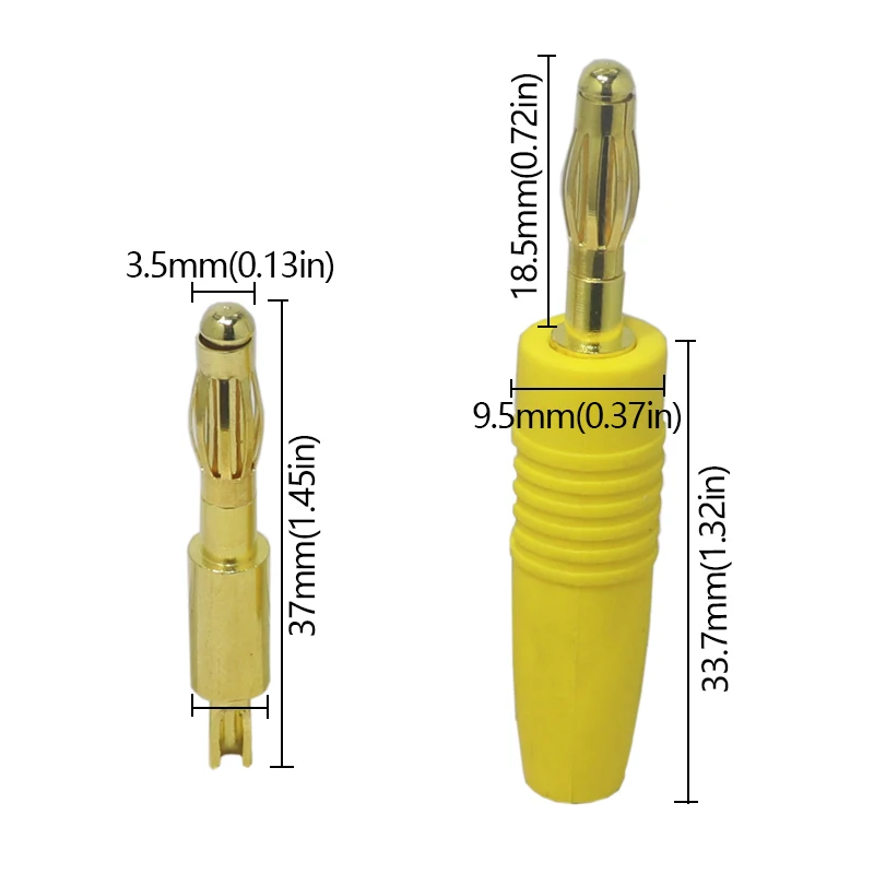 【5PCS】2MM gold-plated copper banana plug, electronic instrument test plug connector with soft rubber sleeve, solder-type plug