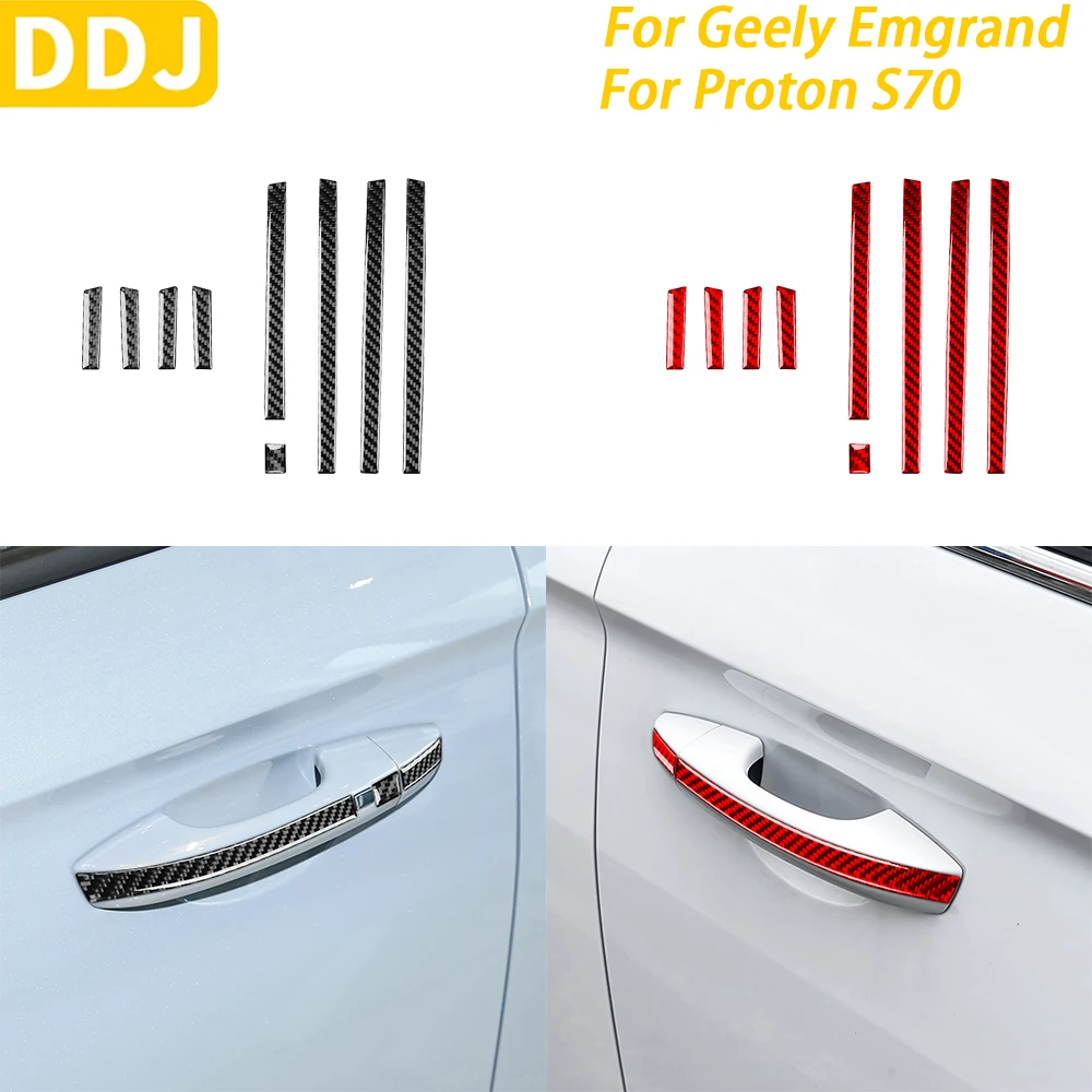 

For Geely Emgrand 2022-2025 For Proton S70 2021-2024 Carbon Fiber Exterior Door Handle Panel Trim Strips Car Accessories Sticker