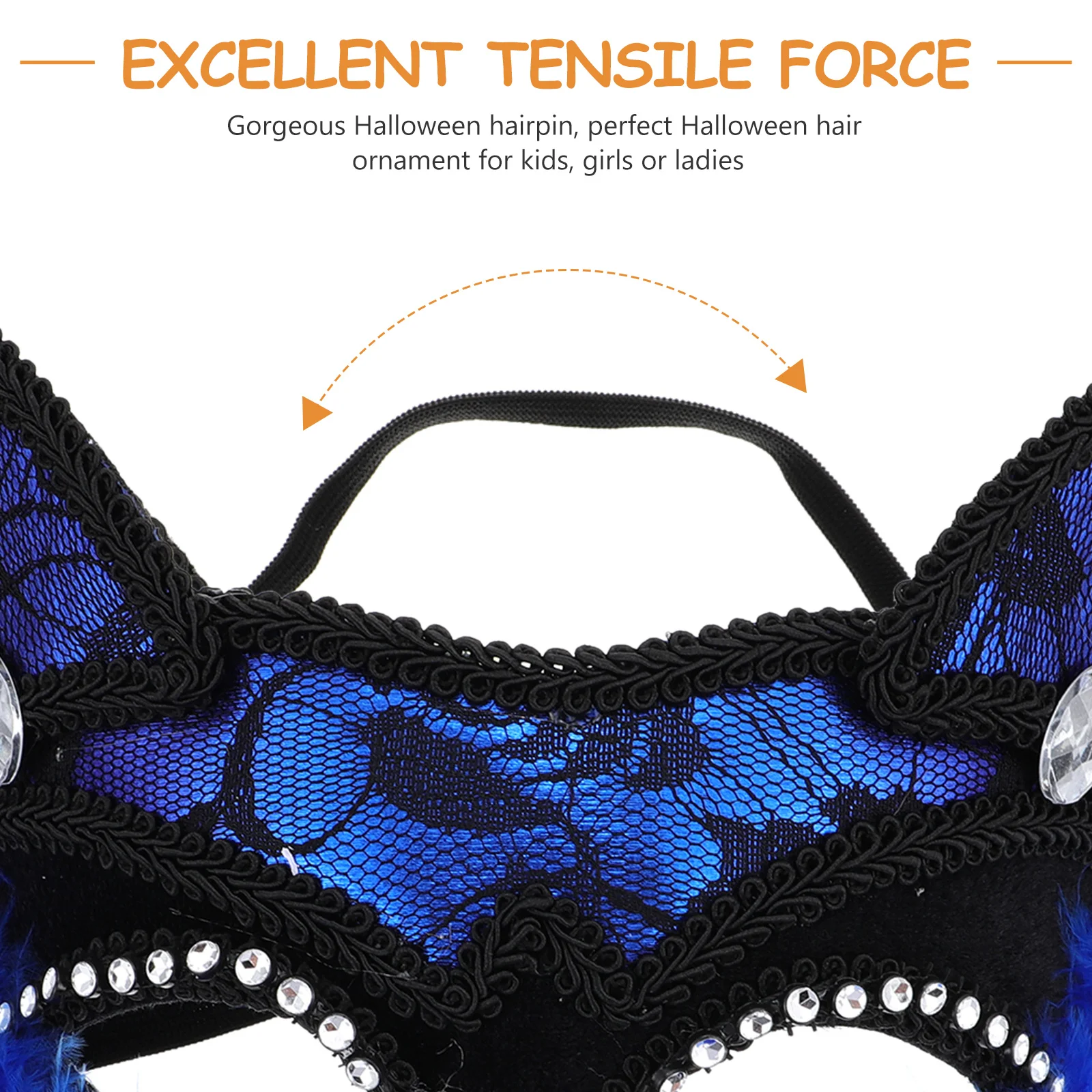 

2pcs Blue Face Masks Halloween Masquerade Party Comfortable Women Decorative Luxurious