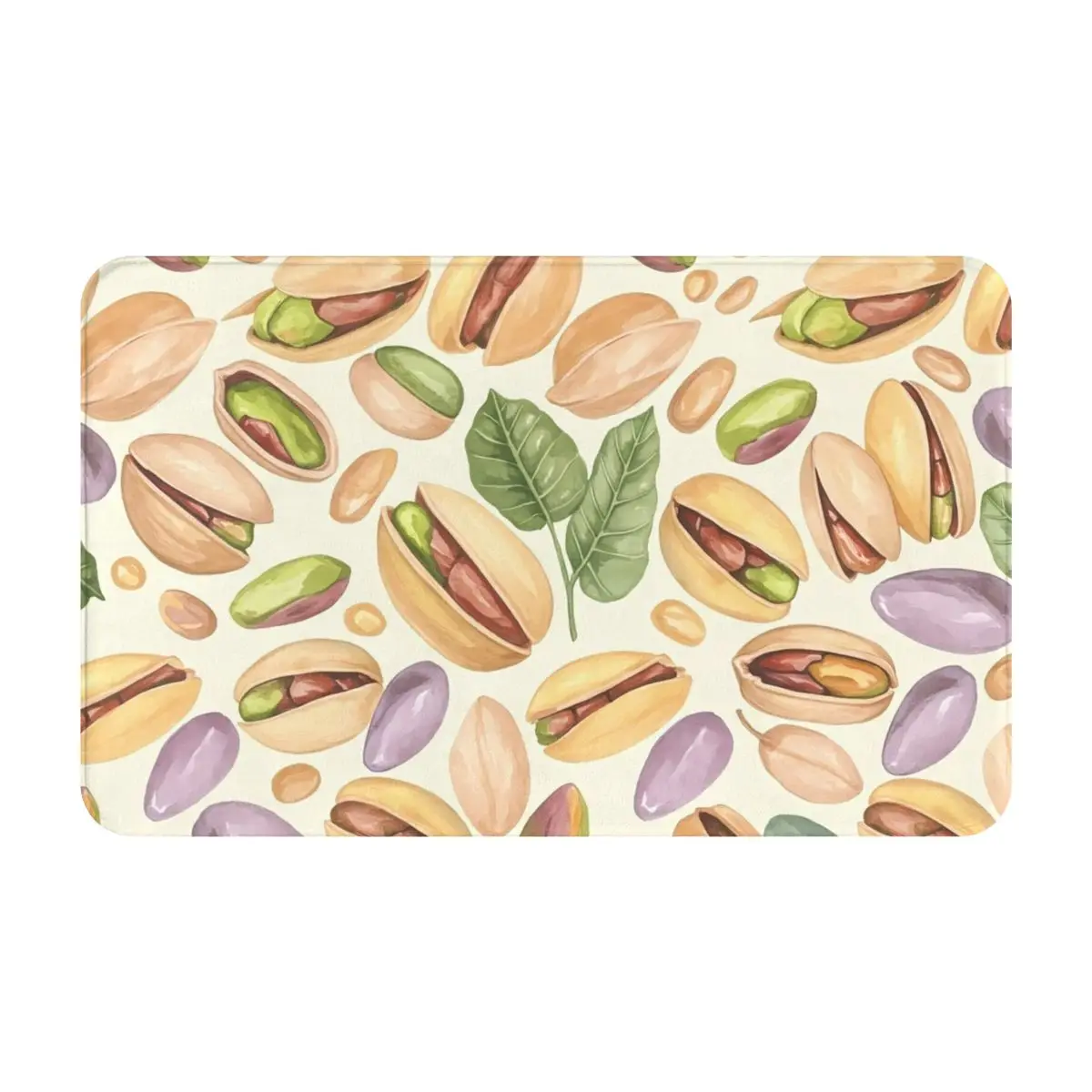 Plush Flannel Non-Slip Area Rug Boho Pistachio Nut Pattern Comfortable and Durable Floor Mat for Home and Office