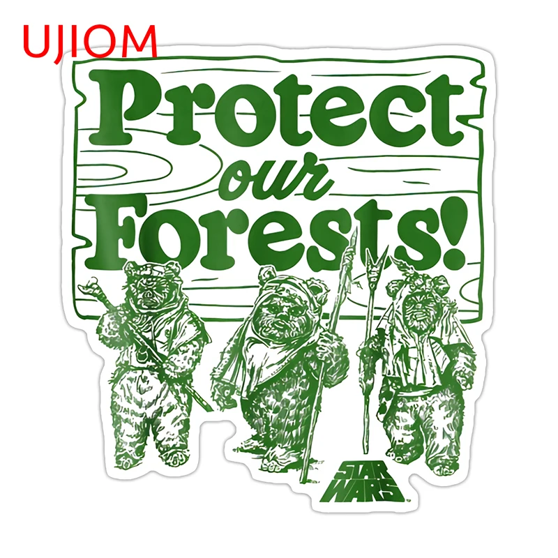 UJIOM Protect Our Forests Warning Wall Sticker Novelty Scratch Proof Graphic Decal Suitable For Refrigerator Veneer Decor
