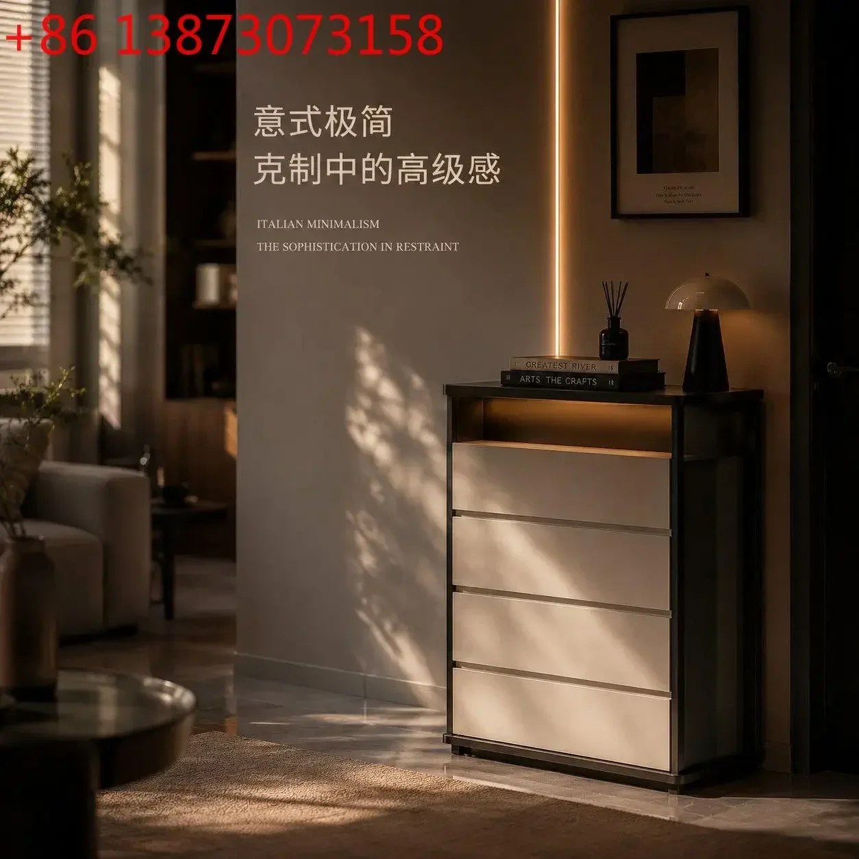 Four-chest cabinet Italian minimalist living room sofa side cabinet light luxury high-end bedside collection