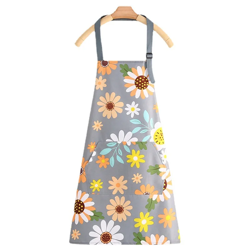 Factory direct supply new fashion waterproof apron fresh flowers kitchen waterproof anti-oil female work clothes