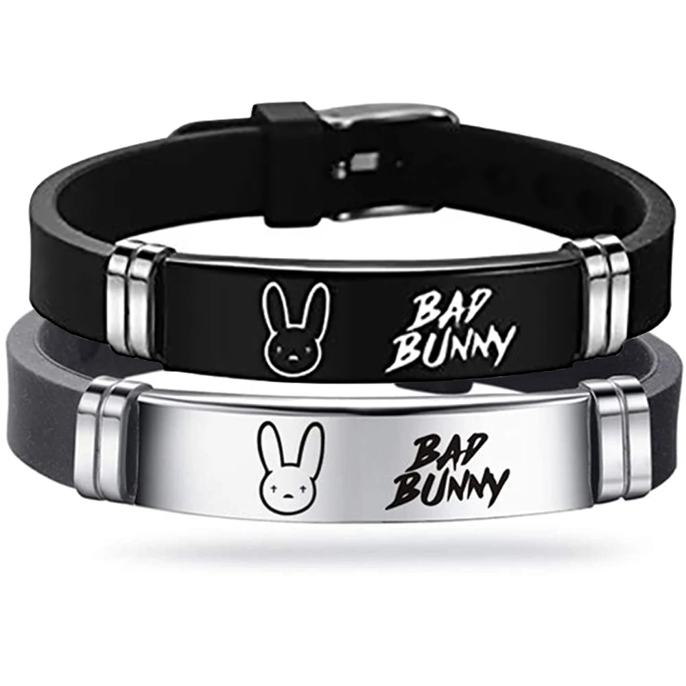 

Fashion Puerto Rican Singer Bad Bunny Stainless Steel Bangle Bracelets Men Women Wrist Band Jewelry