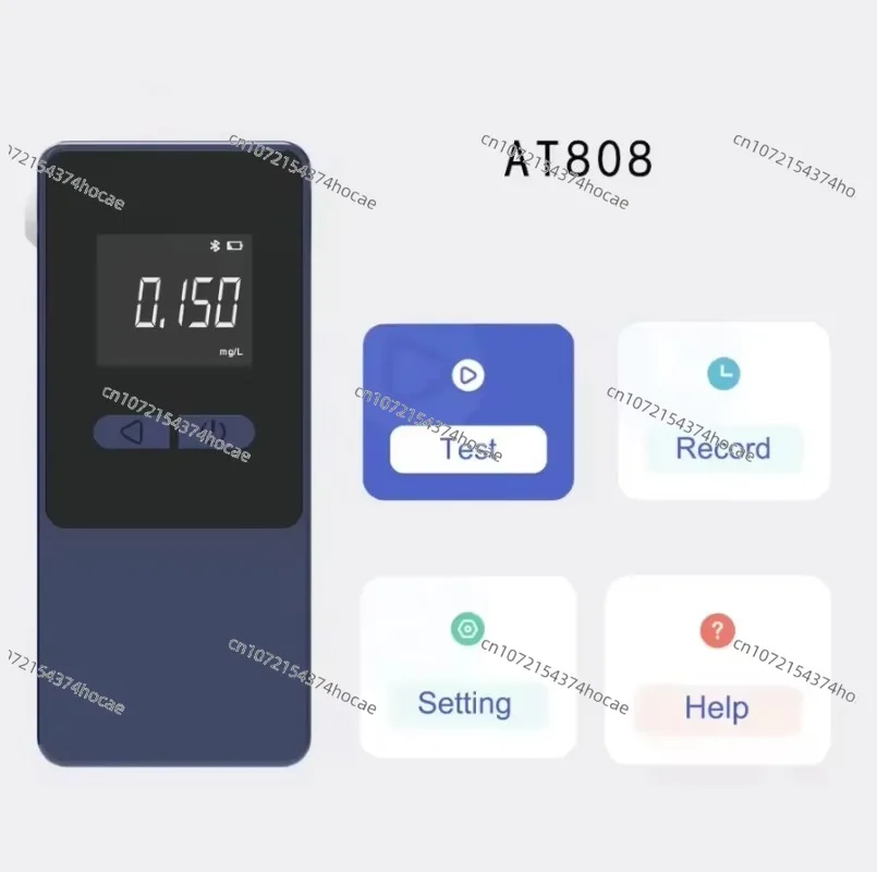 كاشف DUI الاحترافي متعدد الألوان لخلية الوقود AT808 جهاز تحليل الكحول المتقدم المتصل بالبلوتوث #2
