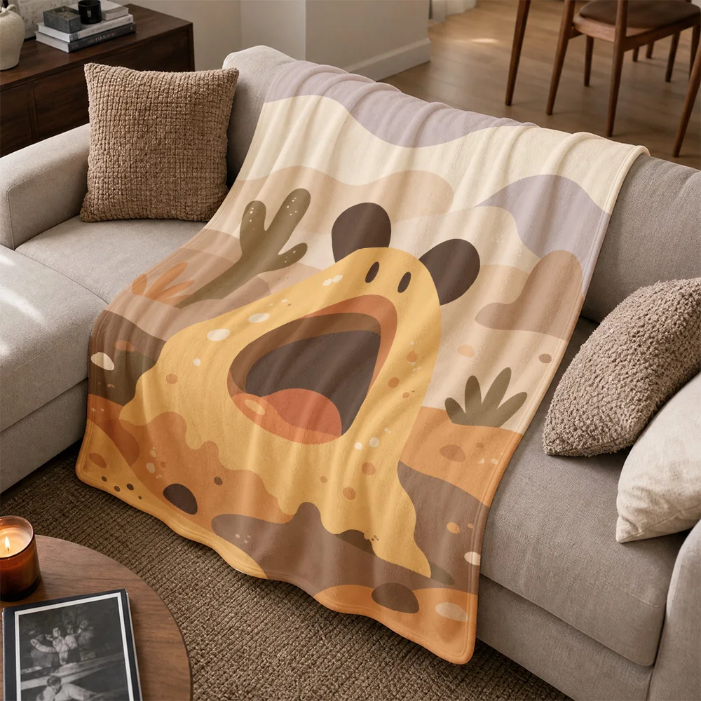 Super Soft Decorative Sofa Throw Blanket Boho Desert Cactus Print Animal Face Couch Throw Cozy Living Room Decor Home Gift