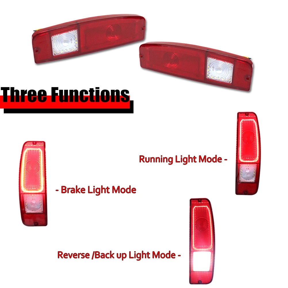 For Ford Styleside F100/250/350 TRUCK, Econoline E100/200/300, Bronco Red & White LED Rear Tail Brake, Backup Lights