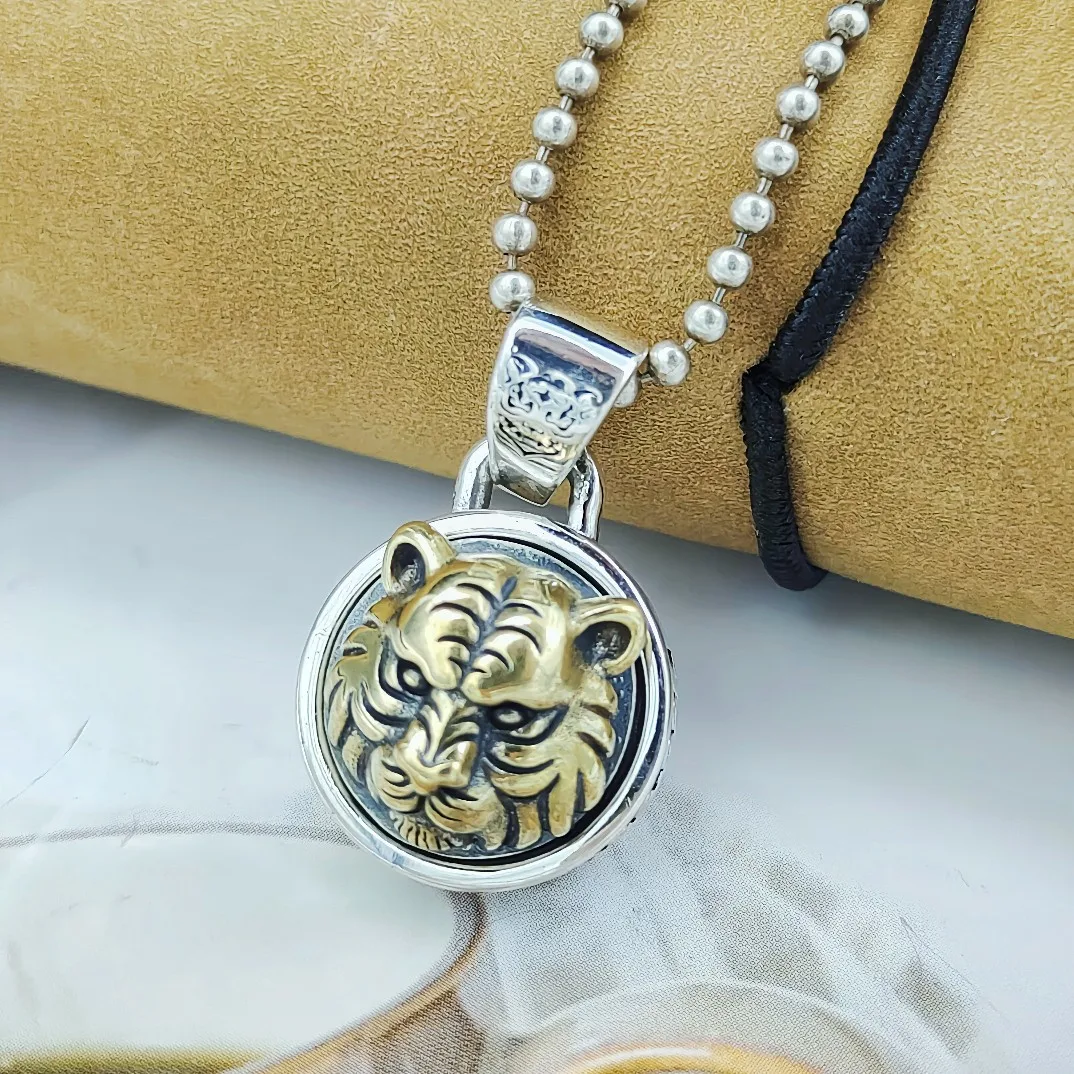 Punk style fashion s925 sterling silver trendy retro tiger head thai silver stylishfashion men's and women's pendant