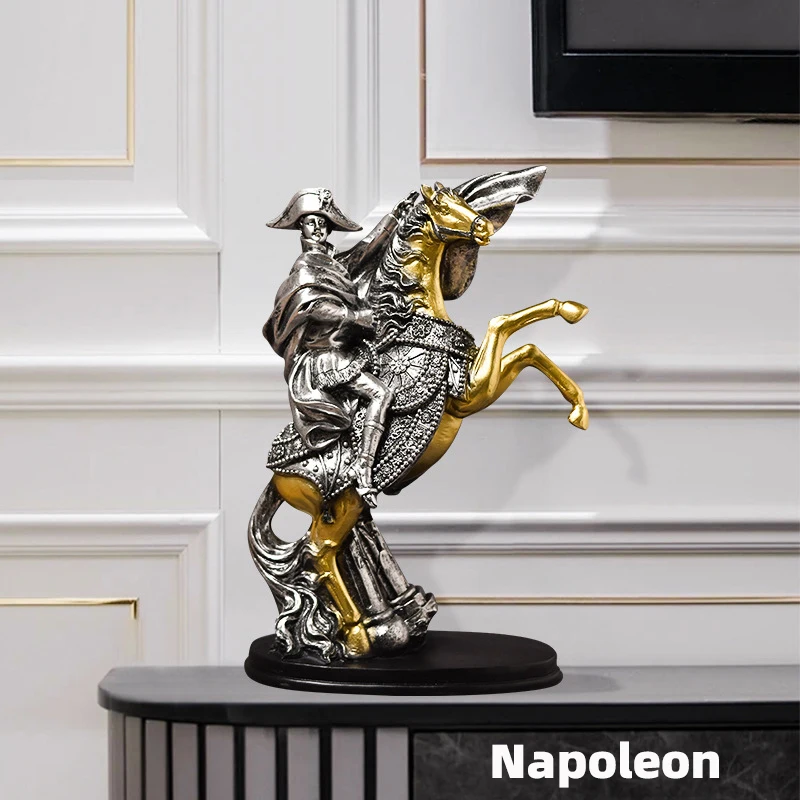 Resin Napoleon On Horseback Sculpture Retro Europe Famous People Statue Model Home Office Room Desk Decoration Accessories Gifts