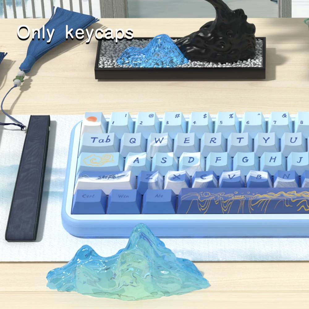 Imagem -03 - Lake Mountain Temáticos Keycaps Altura de Fábrica Original Estilo Chinês Antigo Compatível rk Vgn Mecânica Key Cap 75 8498